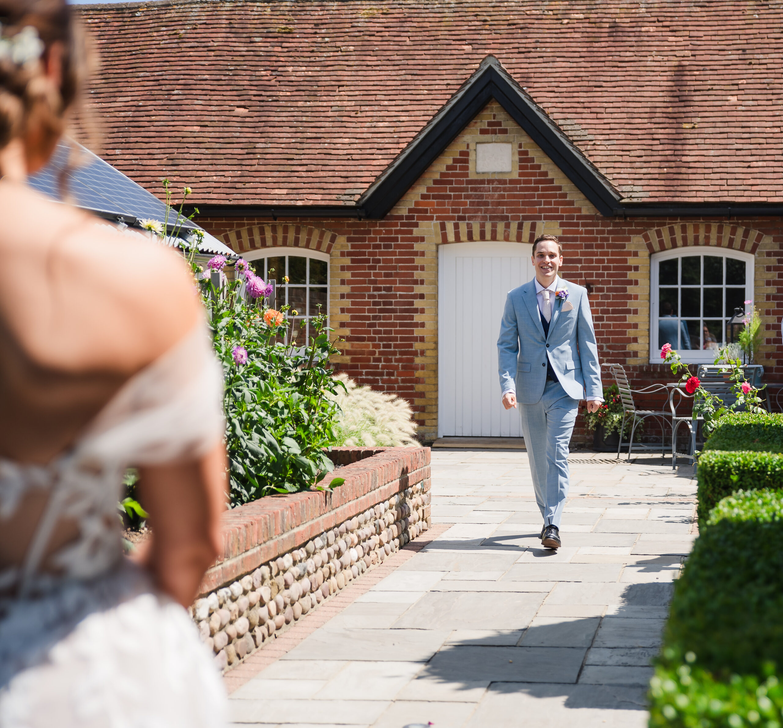 Southend Barn wedding photography first look