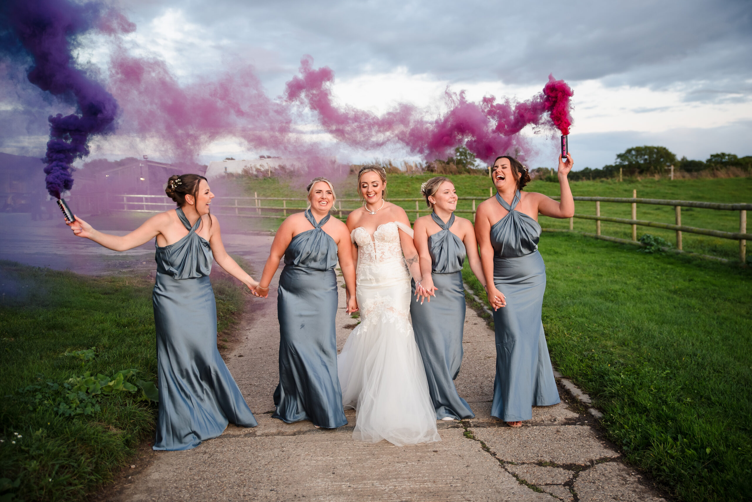 Southland Barns Bridal smoke bombs photography