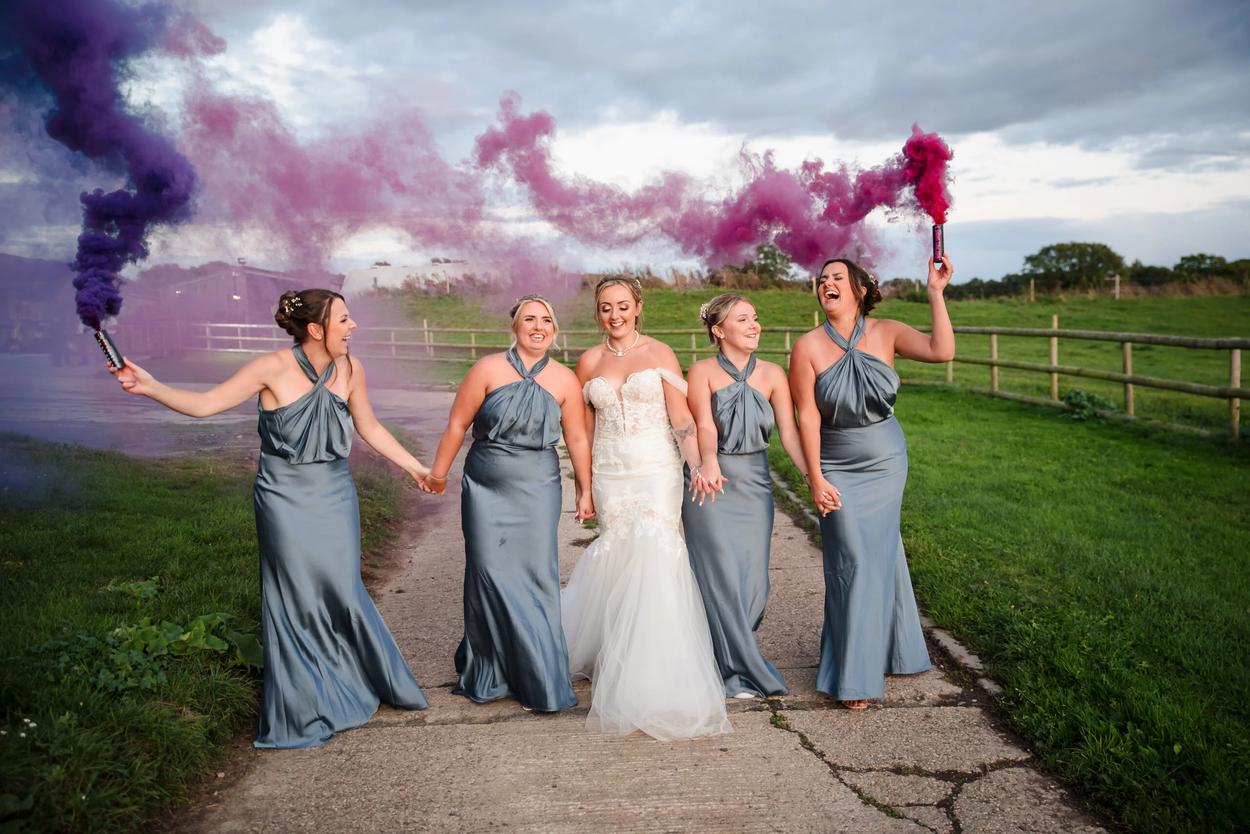 Southland Barns Bridal smoke bombs photography