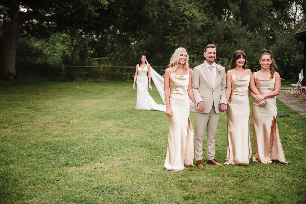 Bridesmaids first look of the bride