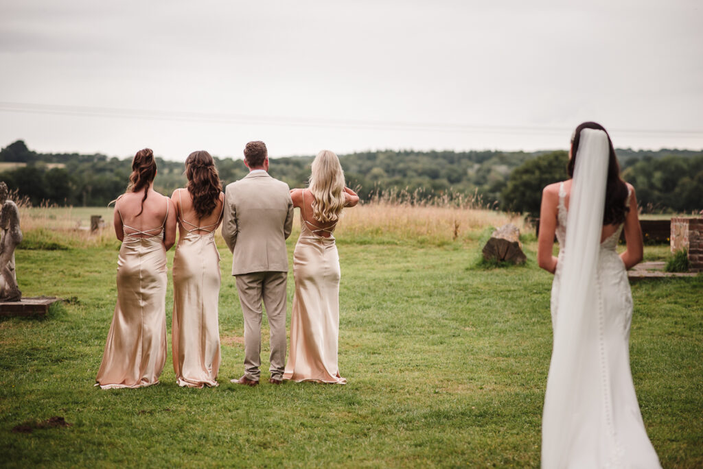Bridal party nervous before first look
