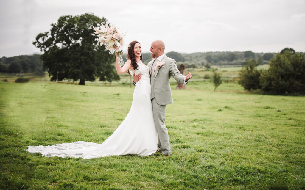 Bride and groom portraits during sunset