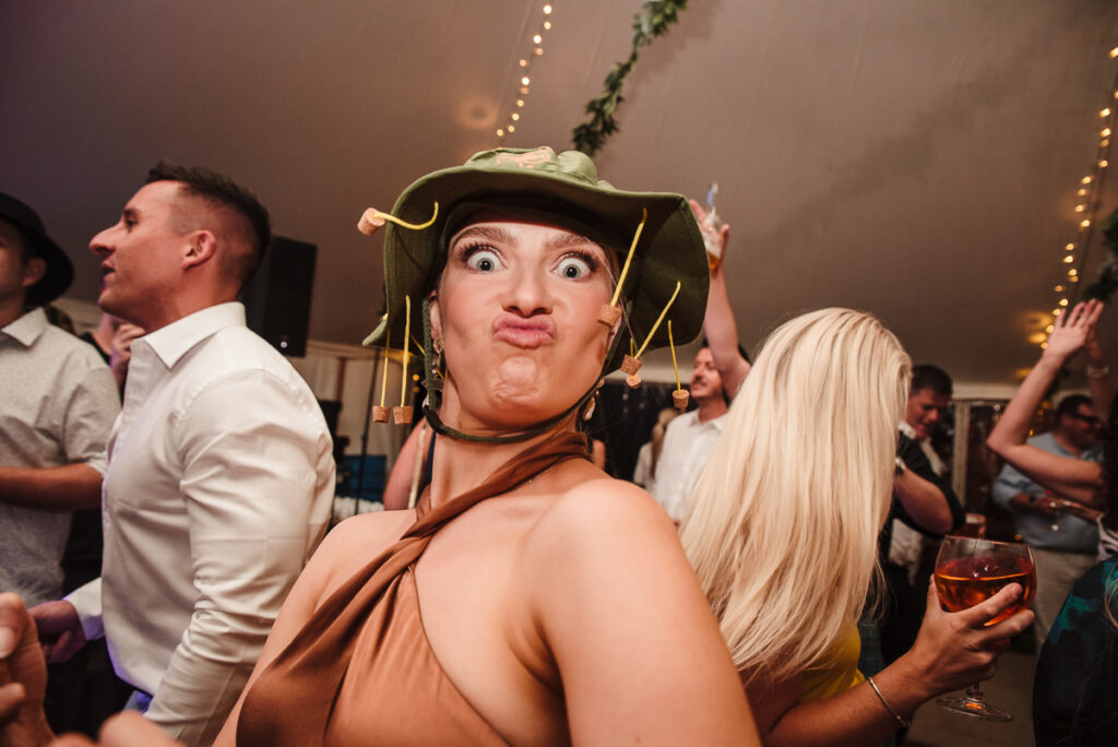 Guest doing a funny face on the dance floor